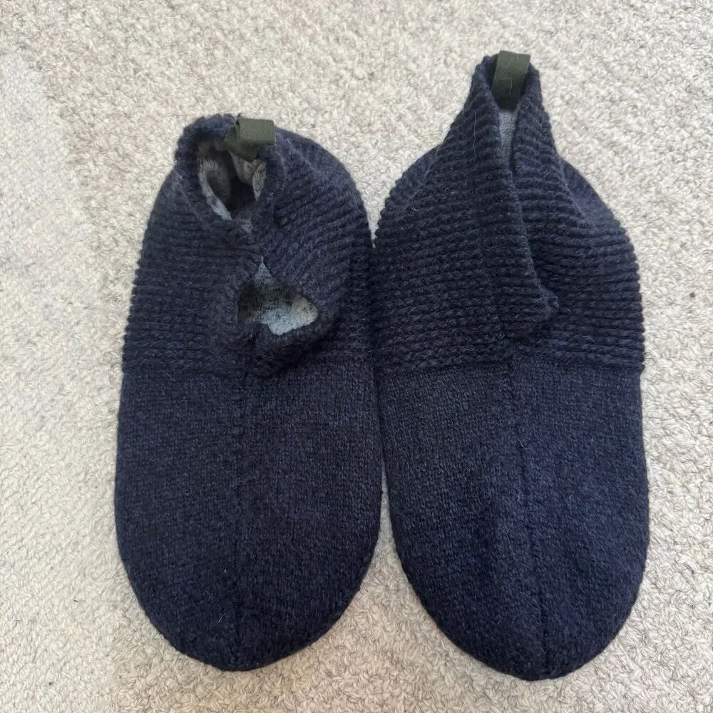 Bombas Gripper Slipper Socks Navy Knit House Shoes Adult Mens Size Large 10-12.5